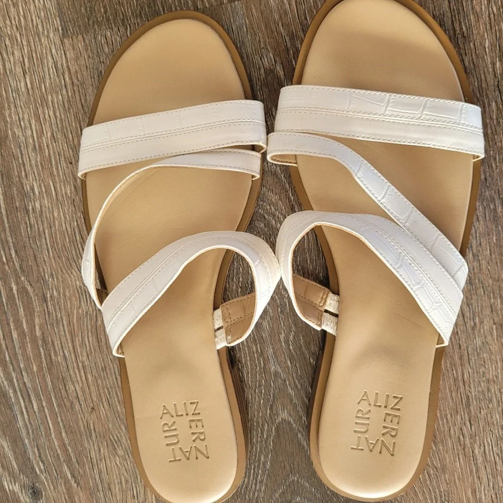 Naturalizer White Croc Embossed Double Strap Slide‎ Sandals Size 9.5M #6